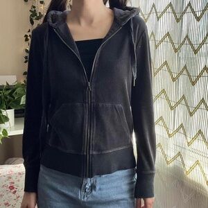 Merona Dark Gray Velvet Zip Hoodie